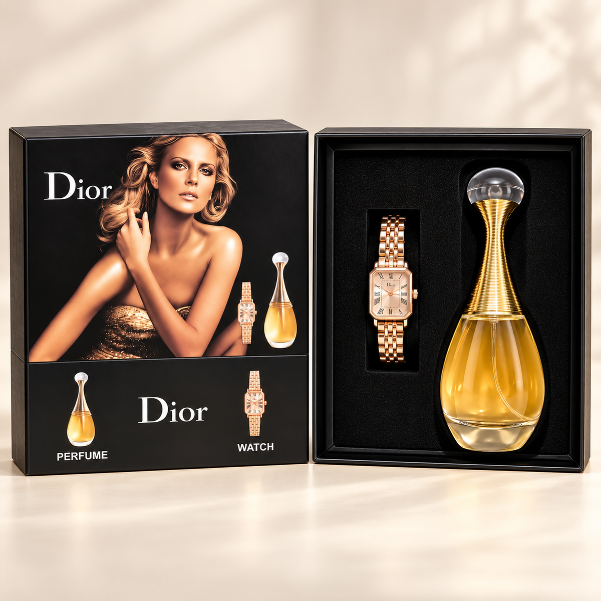 J'adore Perfume and Watch Gift Set for Women | Floral Fragrance with Elegant Wrist Watch