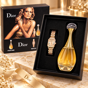 J'adore Perfume and Watch Gift Set for Women | Floral Fragrance with Elegant Wrist Watch